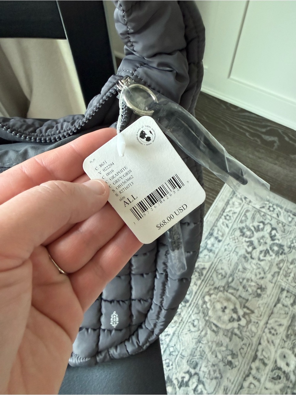 FP Movement by Free People Quilted Puffer Tote in Charcoal Gray - Picture 2 of 4